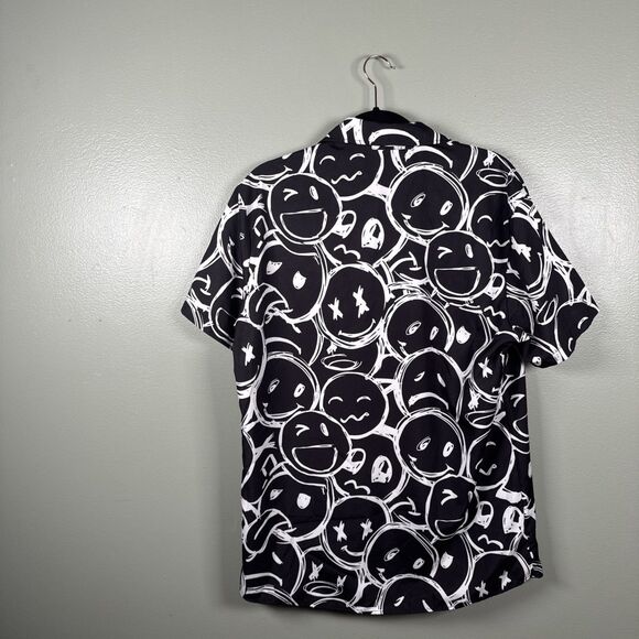Men's Size Small Button Up Black Party Rave Emojis Shirt - Picture 2 of 7